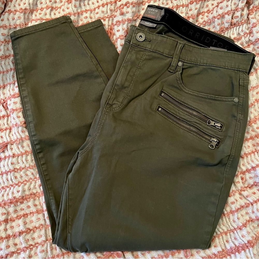 torrid High-Rise Olive Green Jeans with Zip Pocket Detail